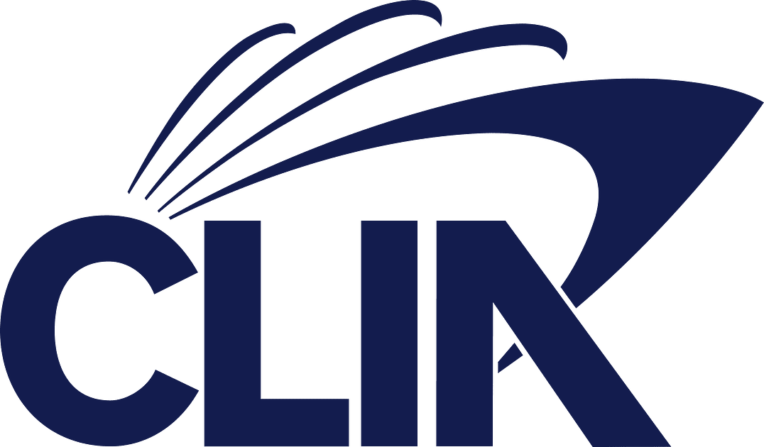 Logo with stylized blue arcs and partial text 'CLIR'.