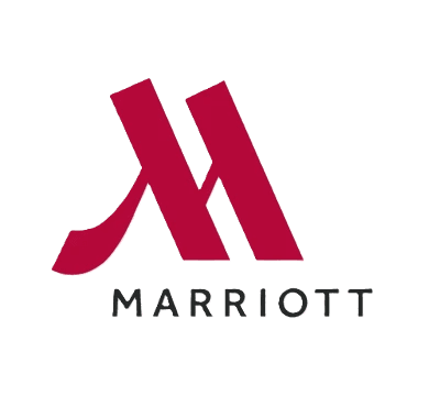Marriott logo with stylized red 'M' and black text.