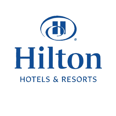 Hilton Hotels & Resorts logo in blue.